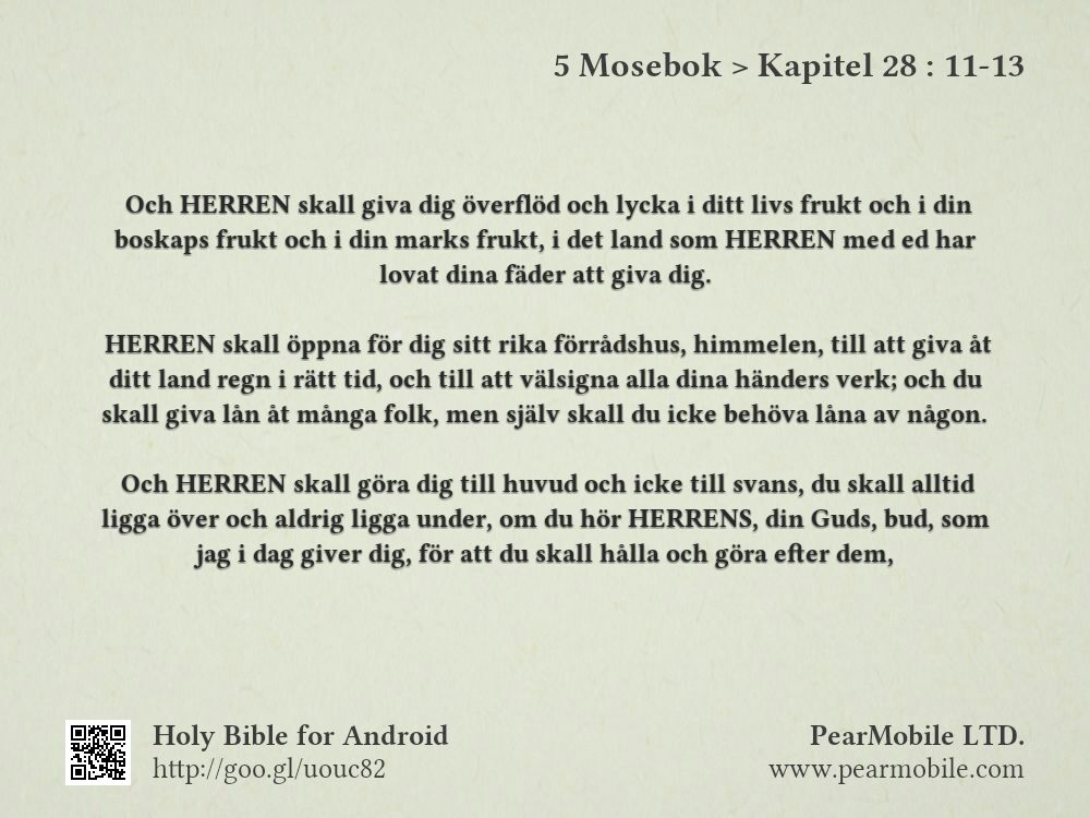 5 Mosebok, Kapitel 28:11-13
